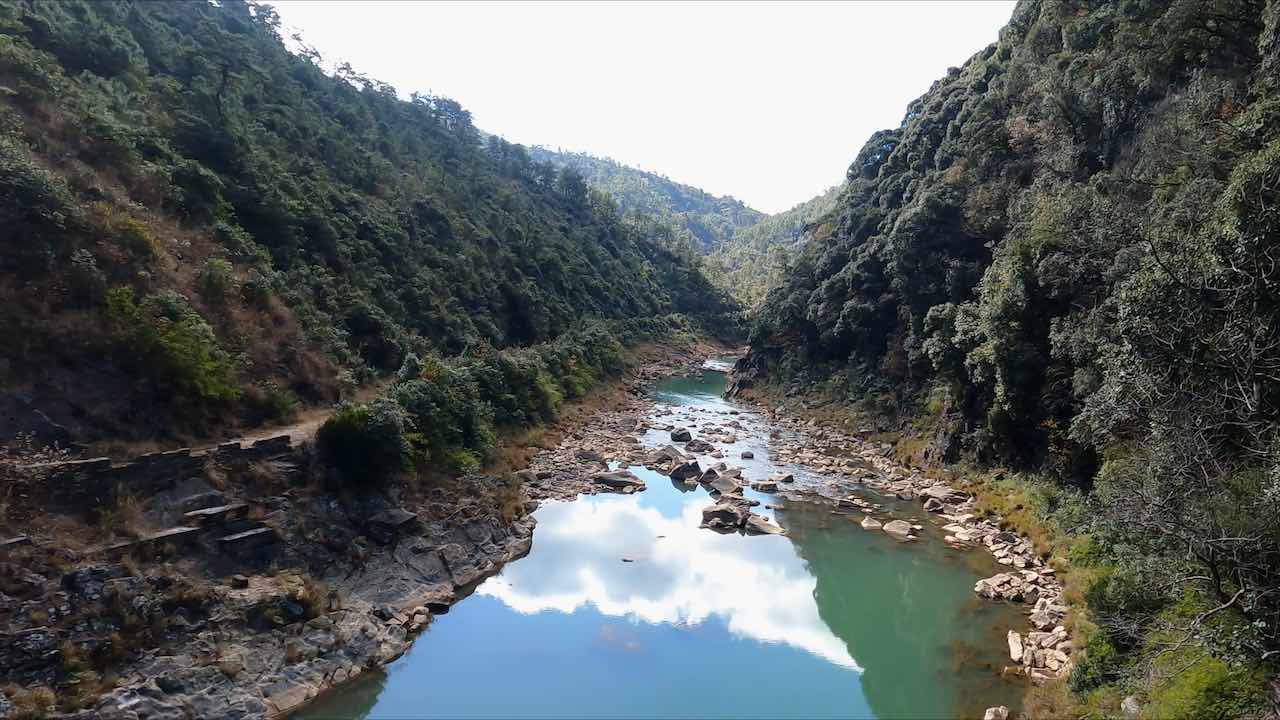 view from suspension bridge