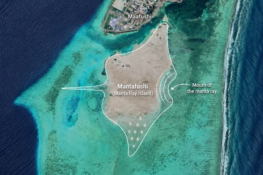 mantafushi maafushi reclaimed island shape manta ray