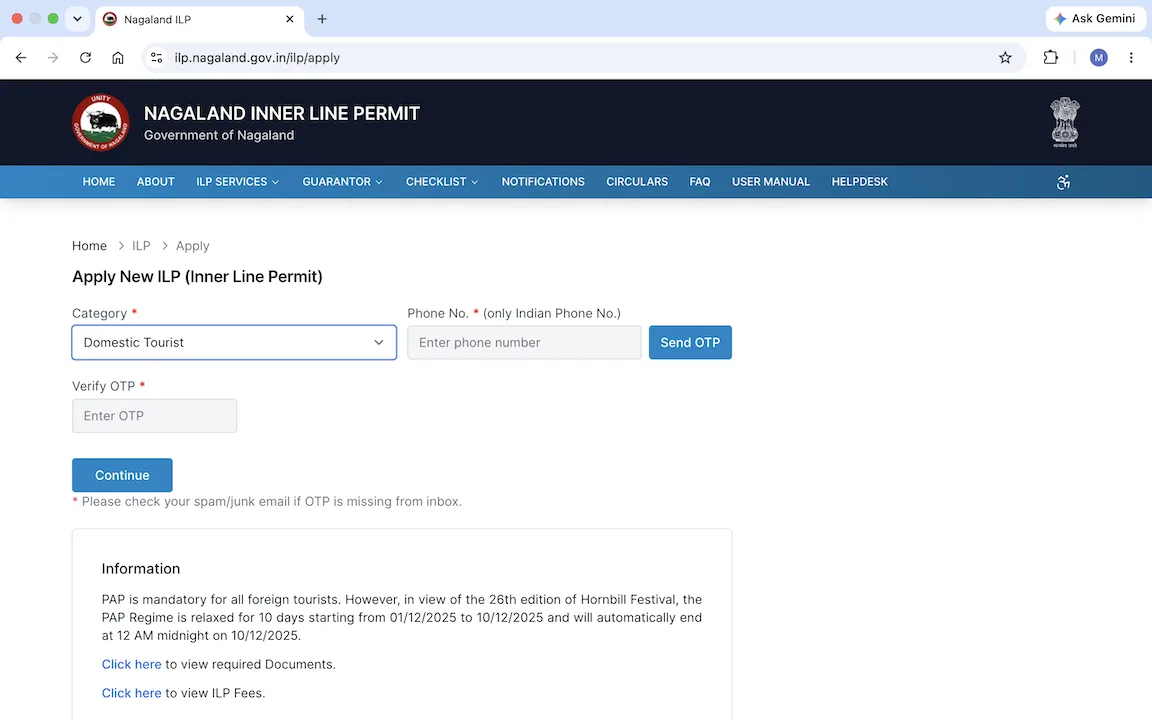 apply for nagaland ilp