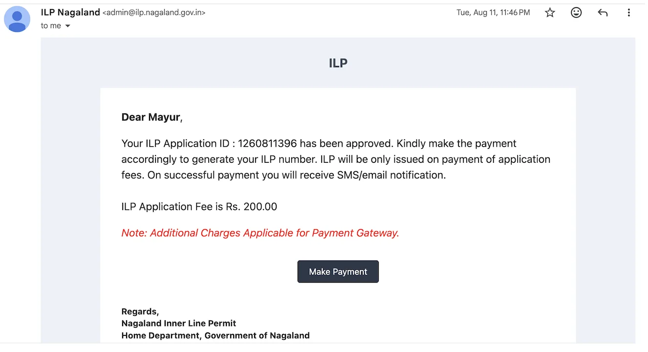 nagaland ilp approved email